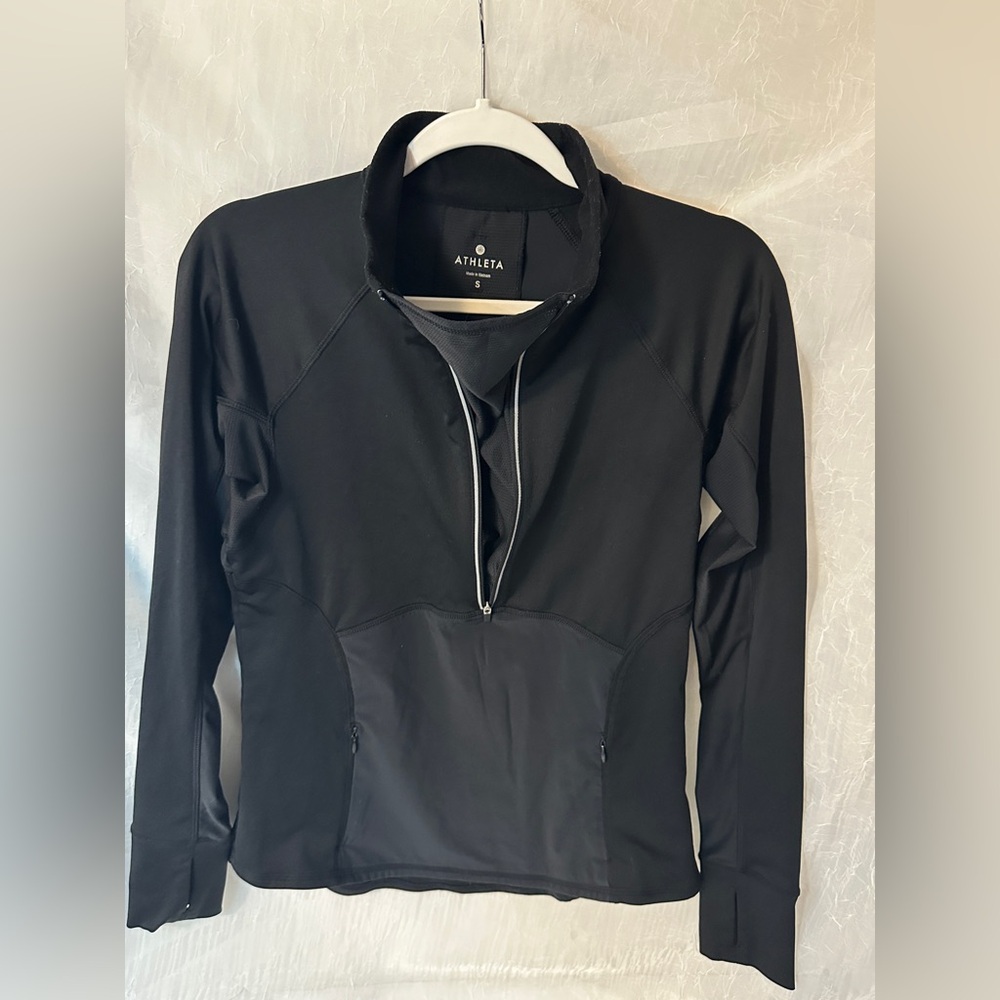 Athleta Black Zip High-Collar Pullover Running Yoga Workout - Picture 1 of 7